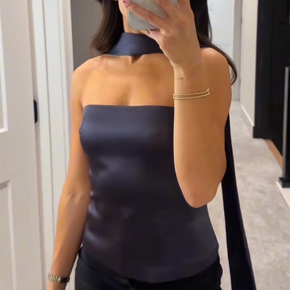 SATIN FOULARD TOP - Picture 2 of 4